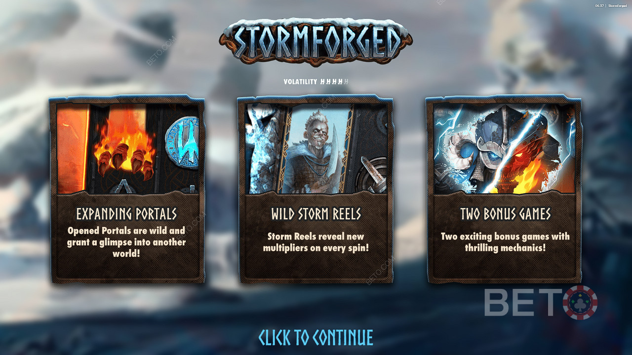Godetevi i portali in espansione, i rulli selvaggi della tempesta e molto altro ancora nella slot online Stormforged.