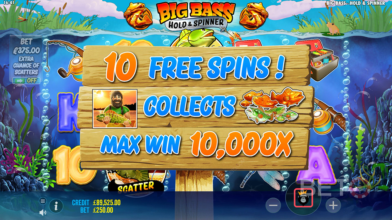 Vinci 10.000x la tua puntata nella Video Slot Big Bass Bonanza Hold and Spinner!