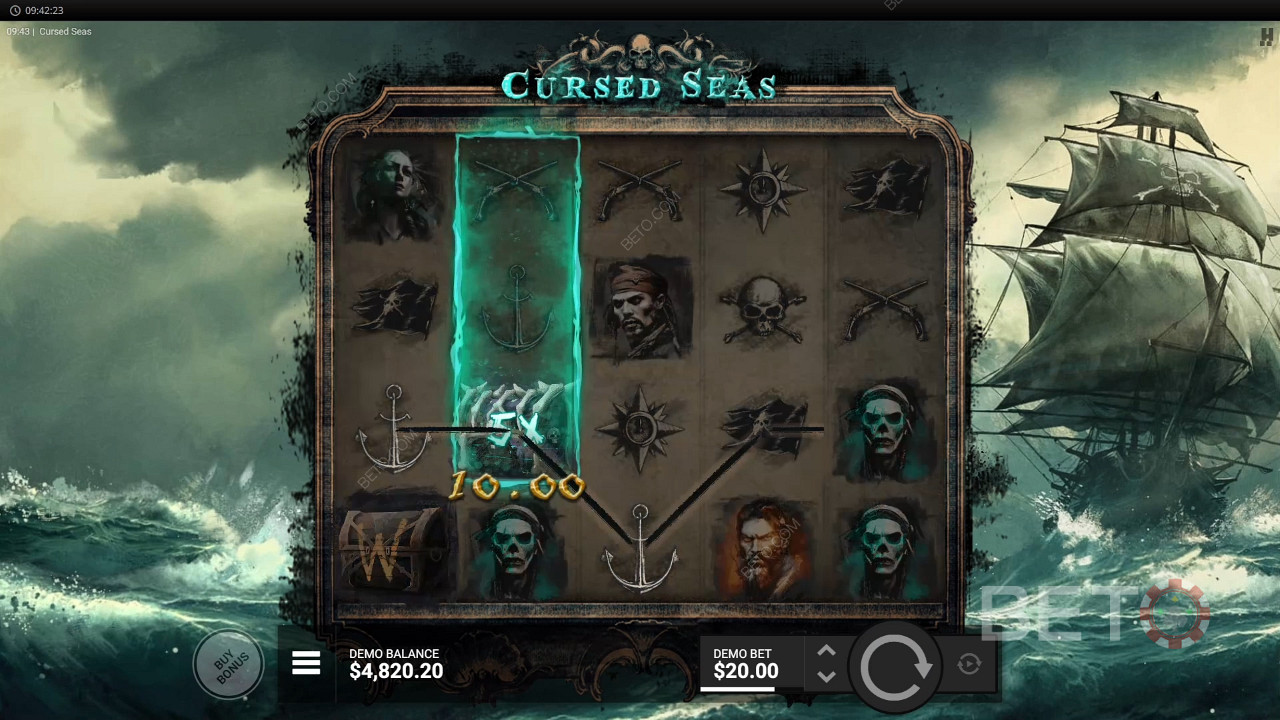 Vinci 12.500 La tua scommessa nella Video Slot Cursed Seas!