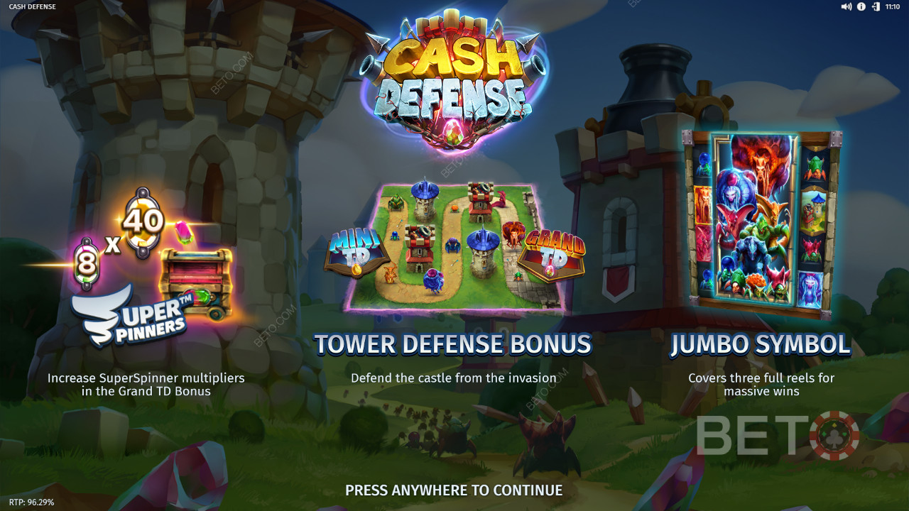 Vinci 20.000x la tua puntata nella slot machine Cash Defense!