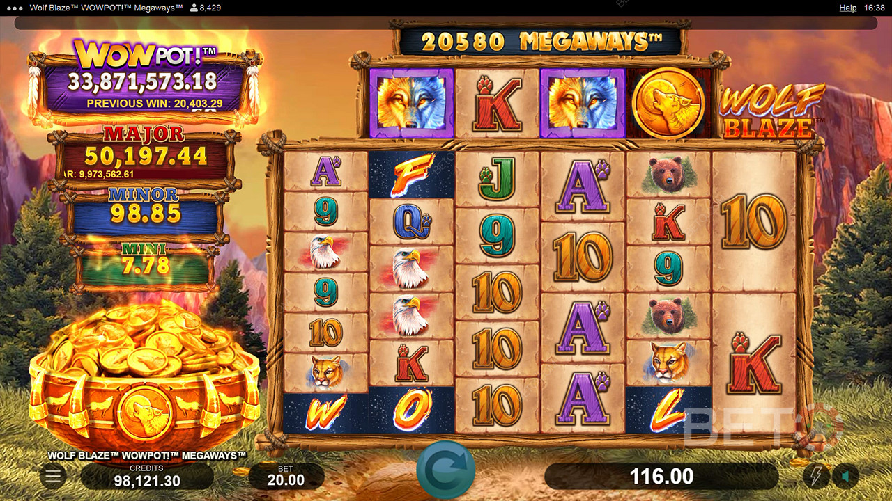 Wolf Blaze WOWPOT! Megaways Gioco Gratuito