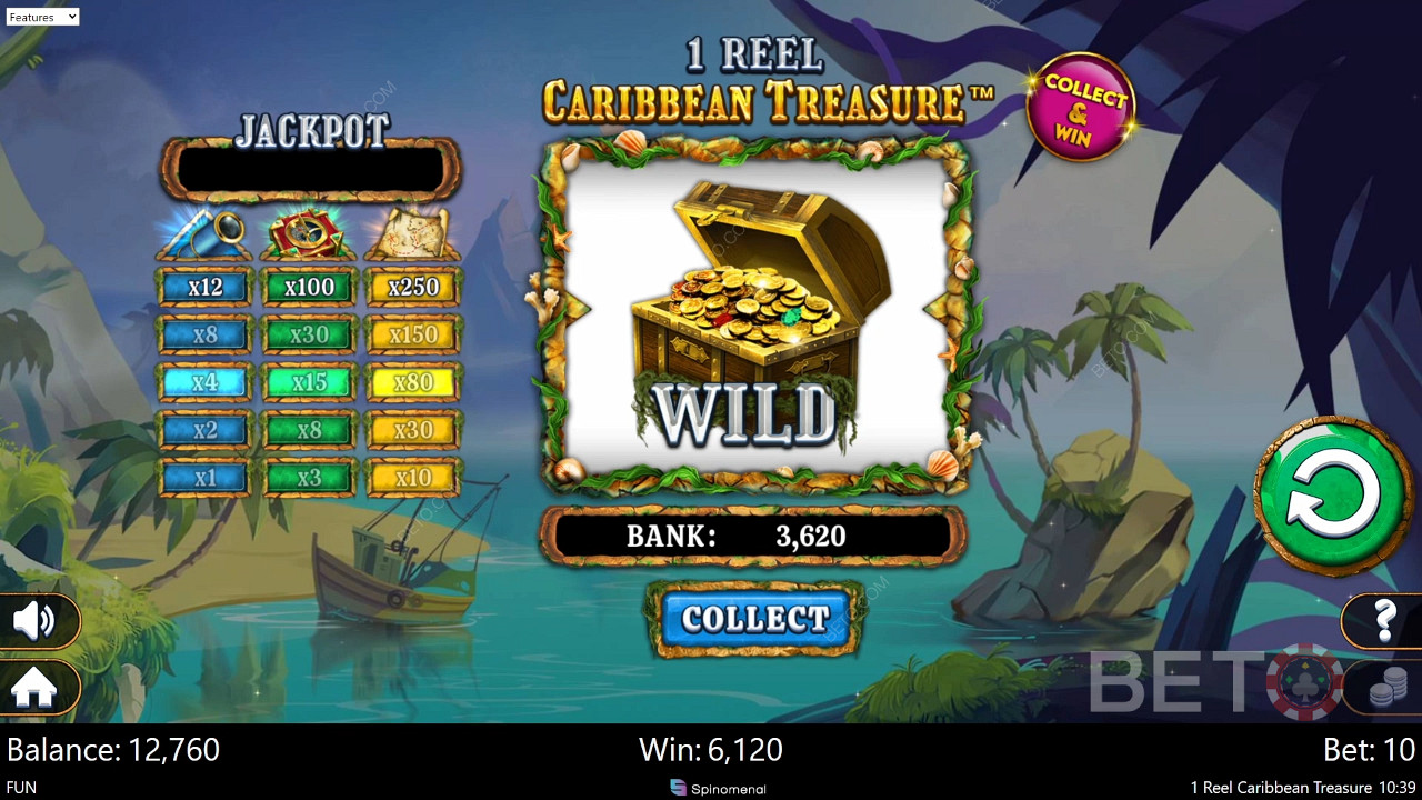 1 Reel Caribbean Treasure Gioco Gratuito