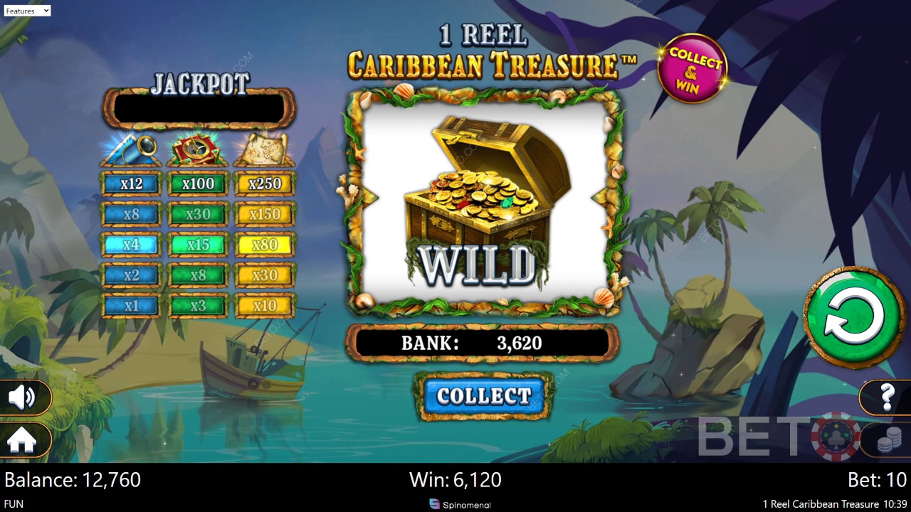 1 Reel Caribbean Treasure Recensione di BETO Slots