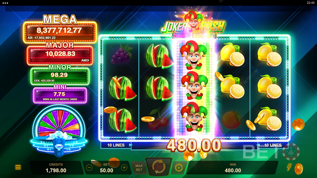 Recensione di Joker Rush Mega Moolah da parte di BETO Slots