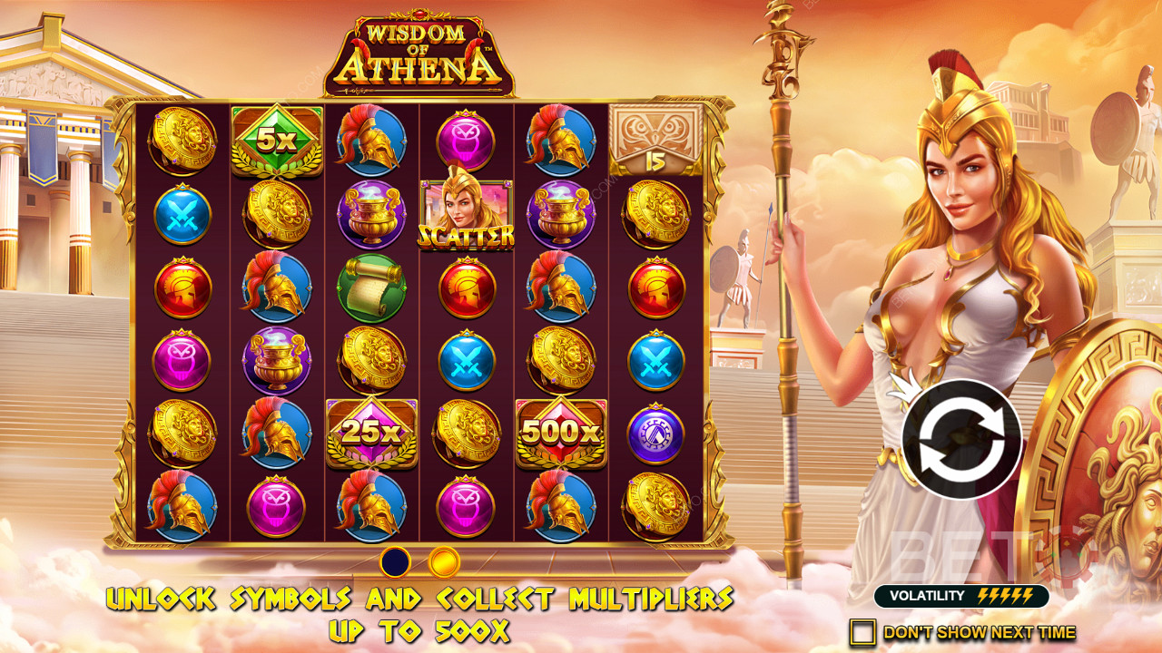 Nella slot online Wisdom of Athena si possono vedere moltiplicatori massicci.
