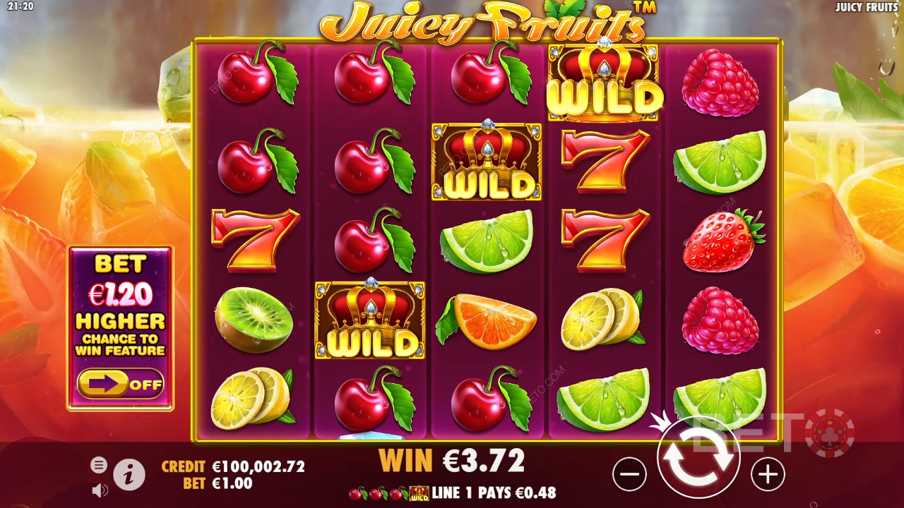 Il simbolo Wild svolge il ruolo più importante nella slot Juicy Fruits.