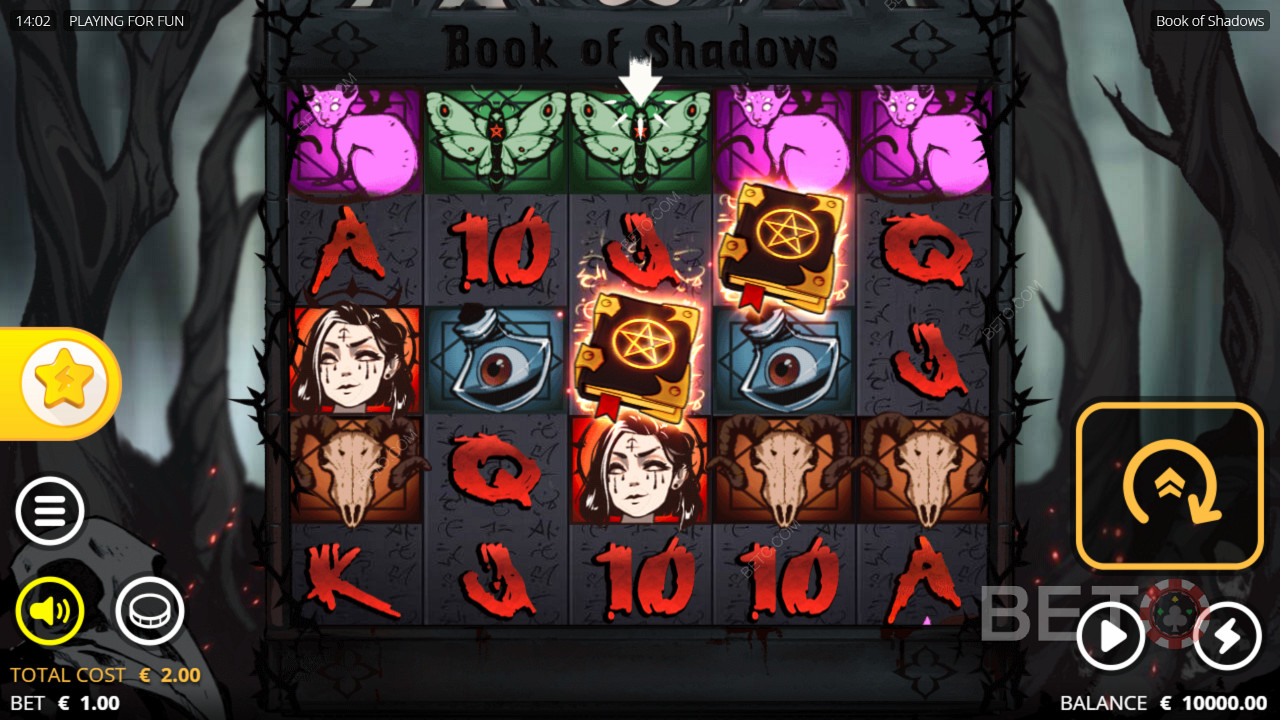 Attivate tutte e cinque le righe nella slot online Book of Shadows per ottenere vincite ancora più alte