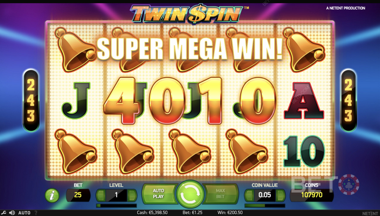Vincere una super vincita mega in Twin Spin