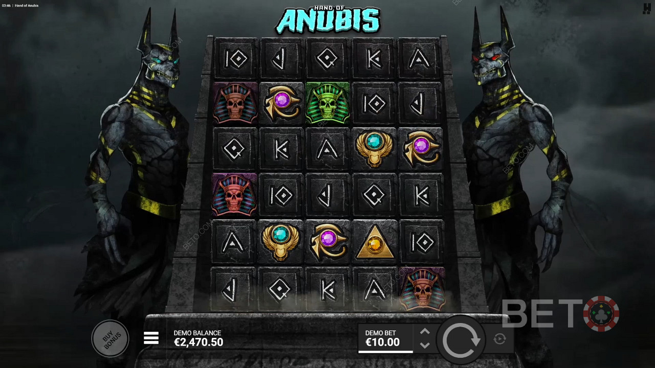 Il layout più grande aiuta a ottenere più vincite nella slot online Hand of Anubis
