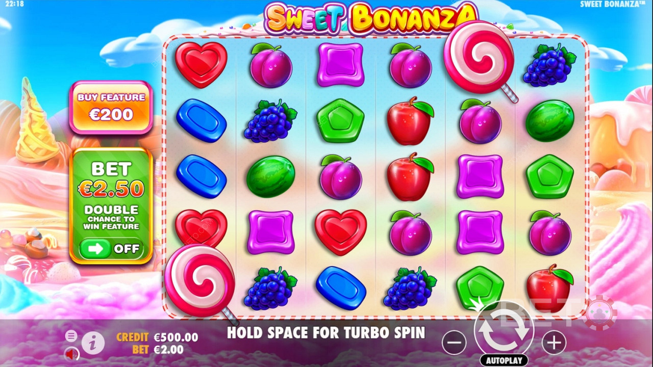 Immagini della slot Sweet bonanza Slot machine colorata e unica.
