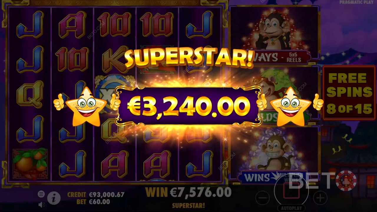 Vinci 12.077x la tua puntata nella slot online 3 Dancing Monkeys!