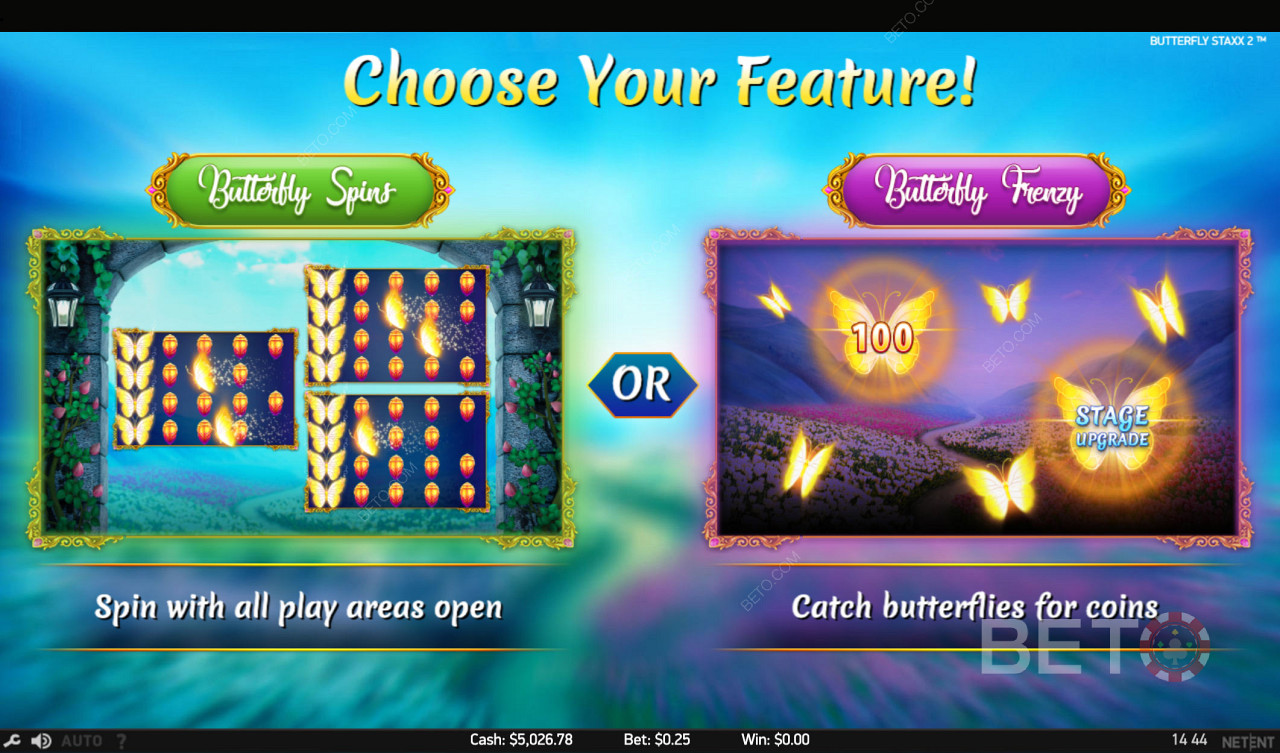 Scegliete tra due incredibili giochi di funzionalità: la modalità "gira" o "cattura le farfalle".