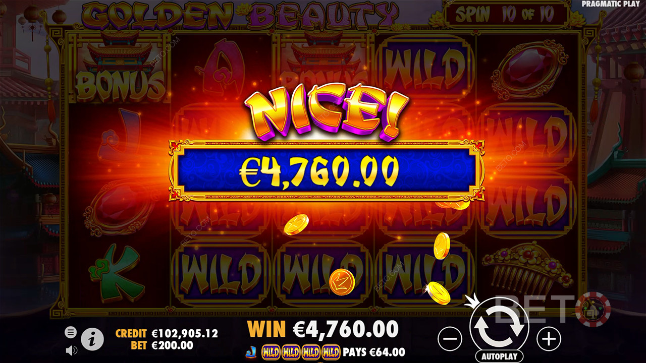 Vinci 210x la tua puntata nella slot online Golden Beauty!
