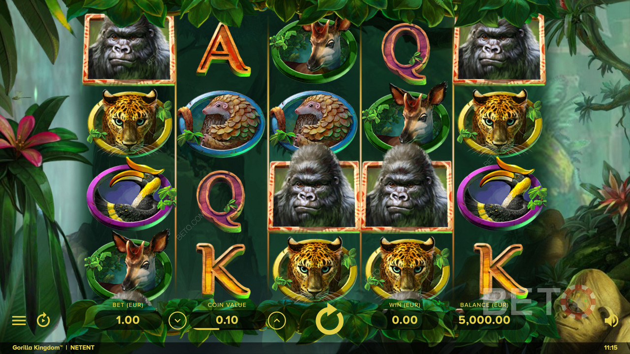 Simboli basati sugli animali selvatici nella slot online Gorilla Kingdom