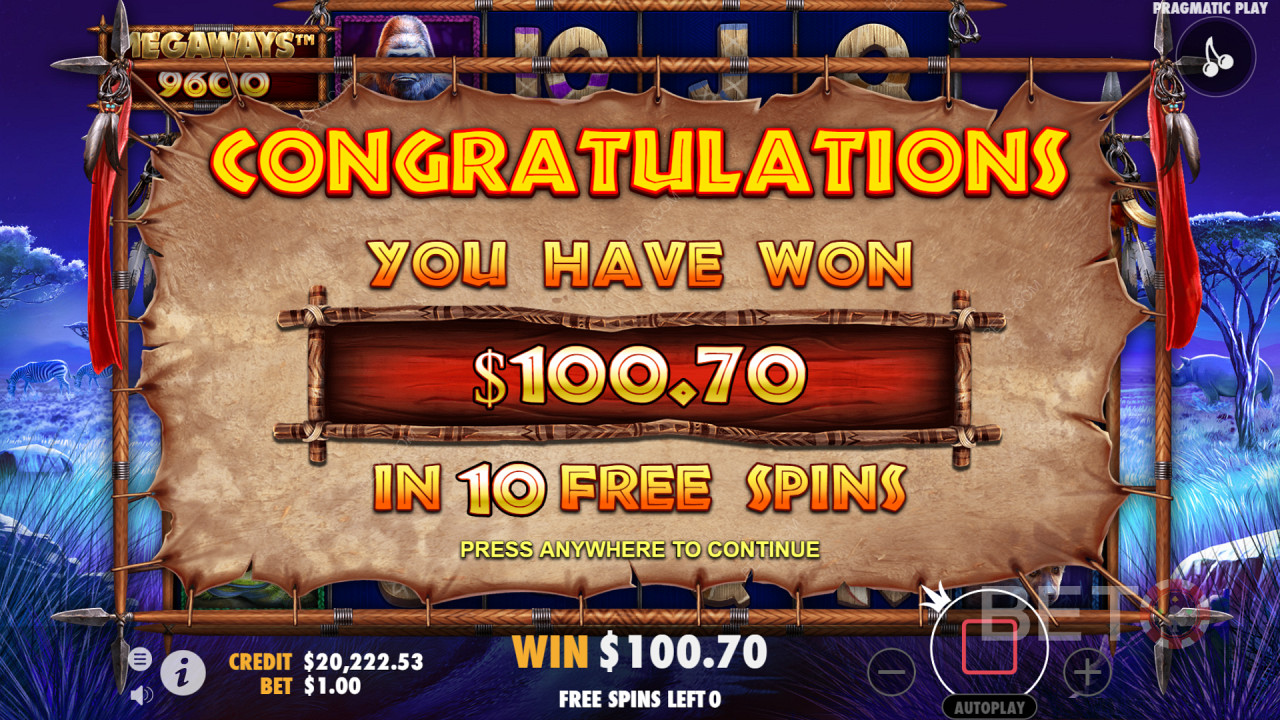 Potete vincere molto con i giri gratuiti della slot online Great Rhino Megaways.