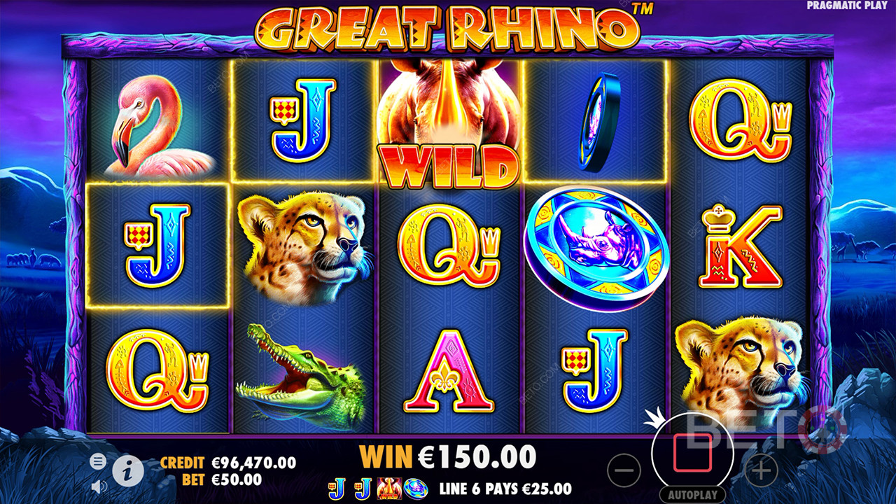 Le caratteristiche dei bonus spiegate in Great Rhino da Pragmatic Play