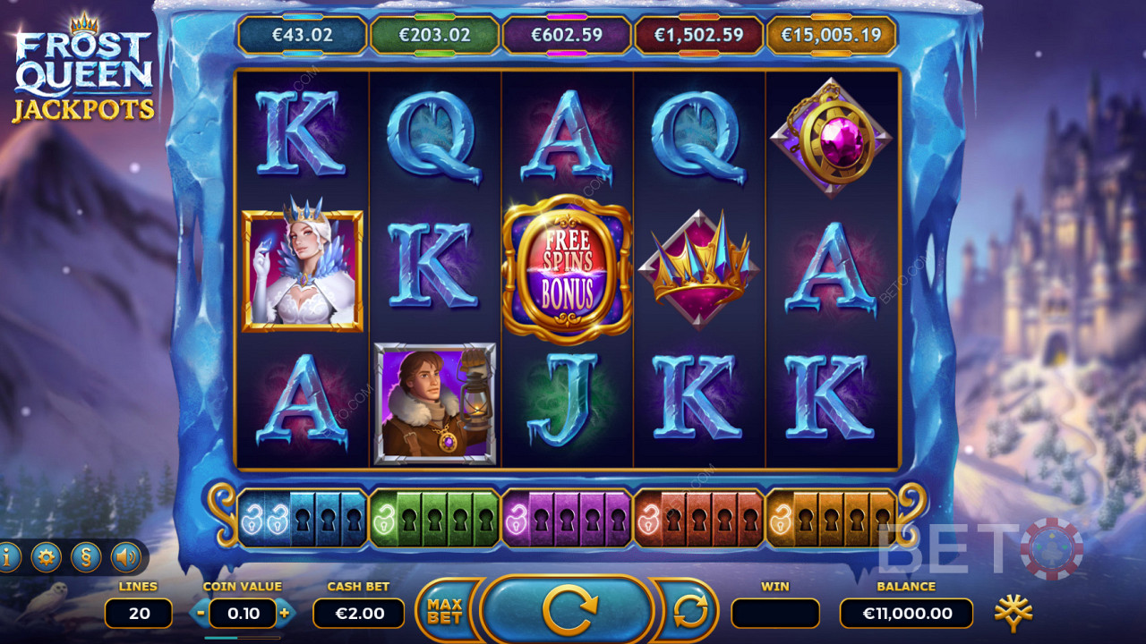 Slot Frost Queen Jackpots con numerose funzioni bonus e 5 jackpot!