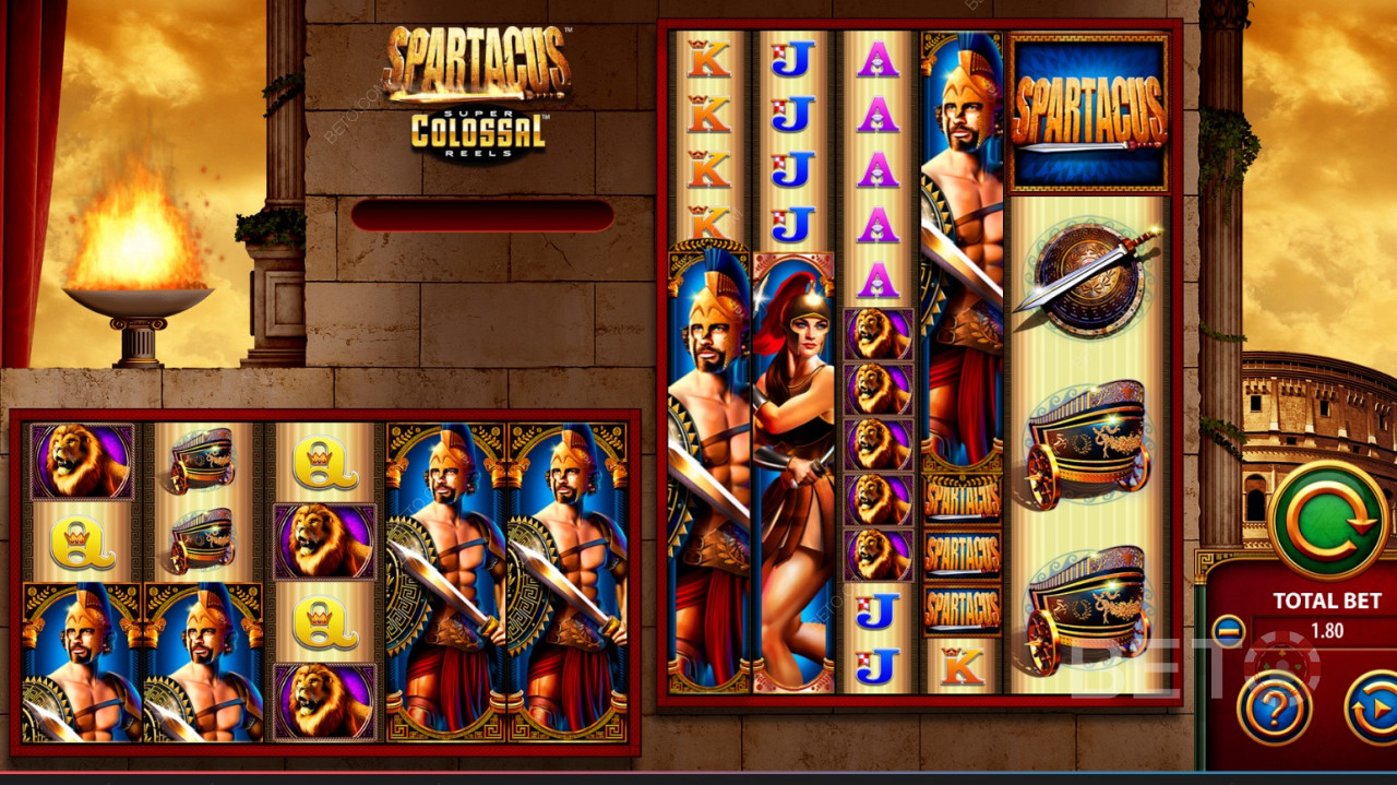 WMS (Williams Interactive) - Spartacus Super Colossal Reels - Unisciti alla ribellione degli schiavi contro il loro sovrano romano.