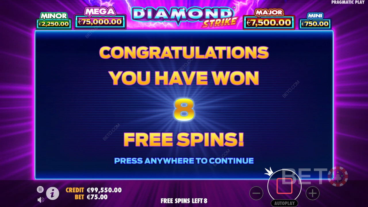 Vinci 1.000 volte la tua puntata nella slot machine Diamond Strike!