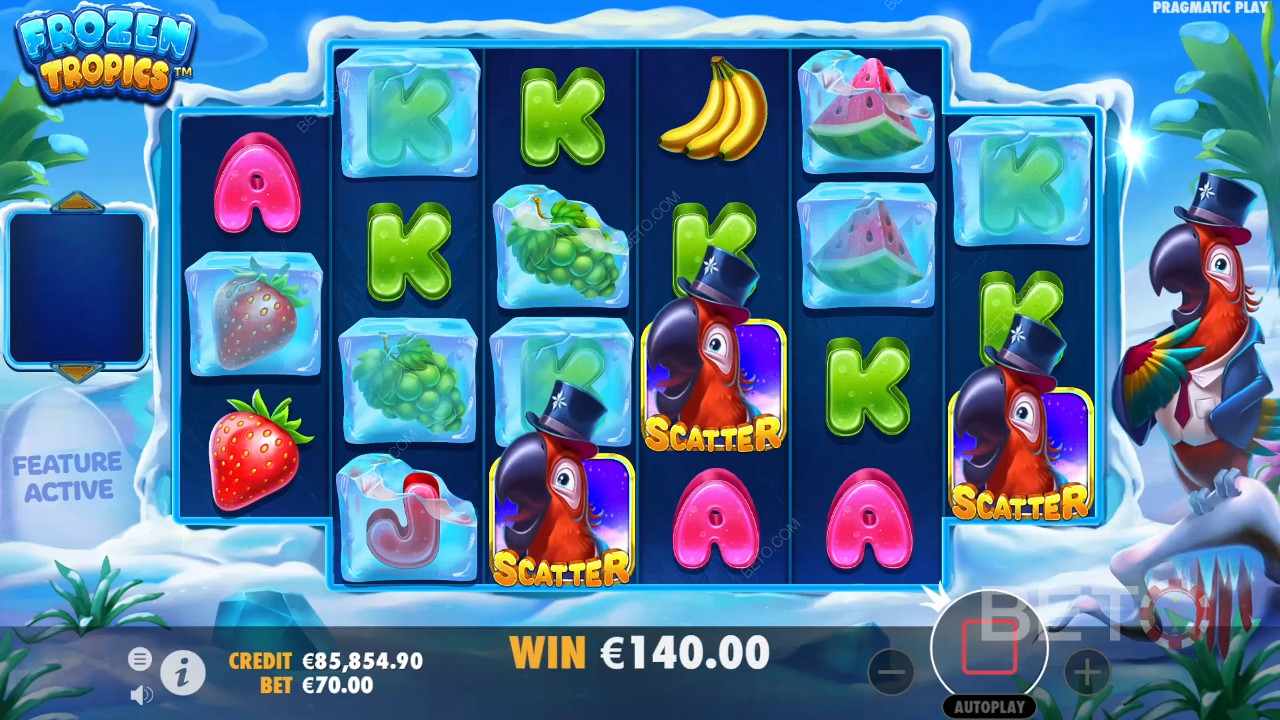 3 simboli Scatter sono sufficienti per attivare i Free Spins nella slot online Frozen Tropics.