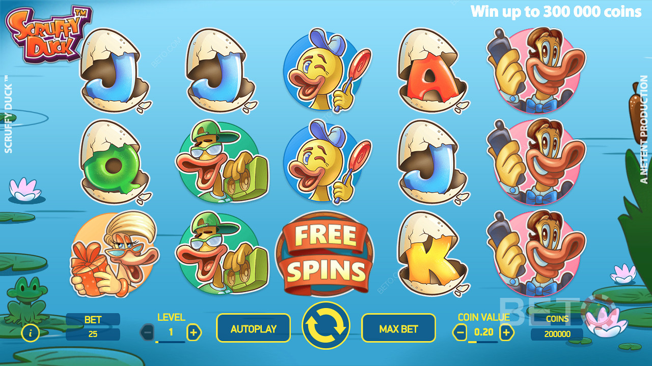 Scruffy Duck offre 5 distinte funzioni di free spin