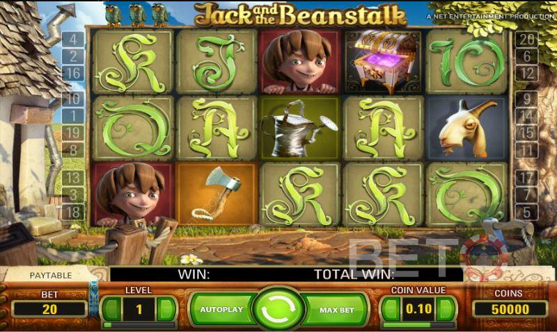 Diversi simboli regolari a bassa remunerazione in Jack and the Beanstalk