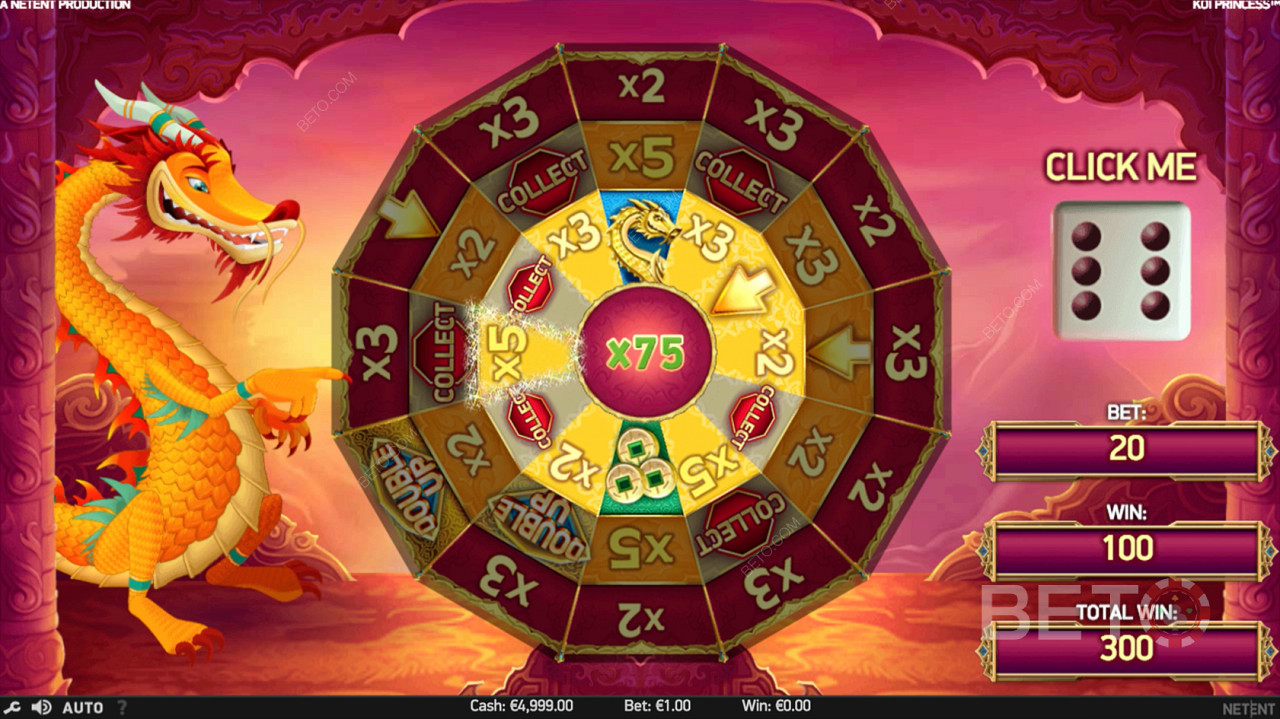 La funzione Bonus Wheel nella slot Koi Princess