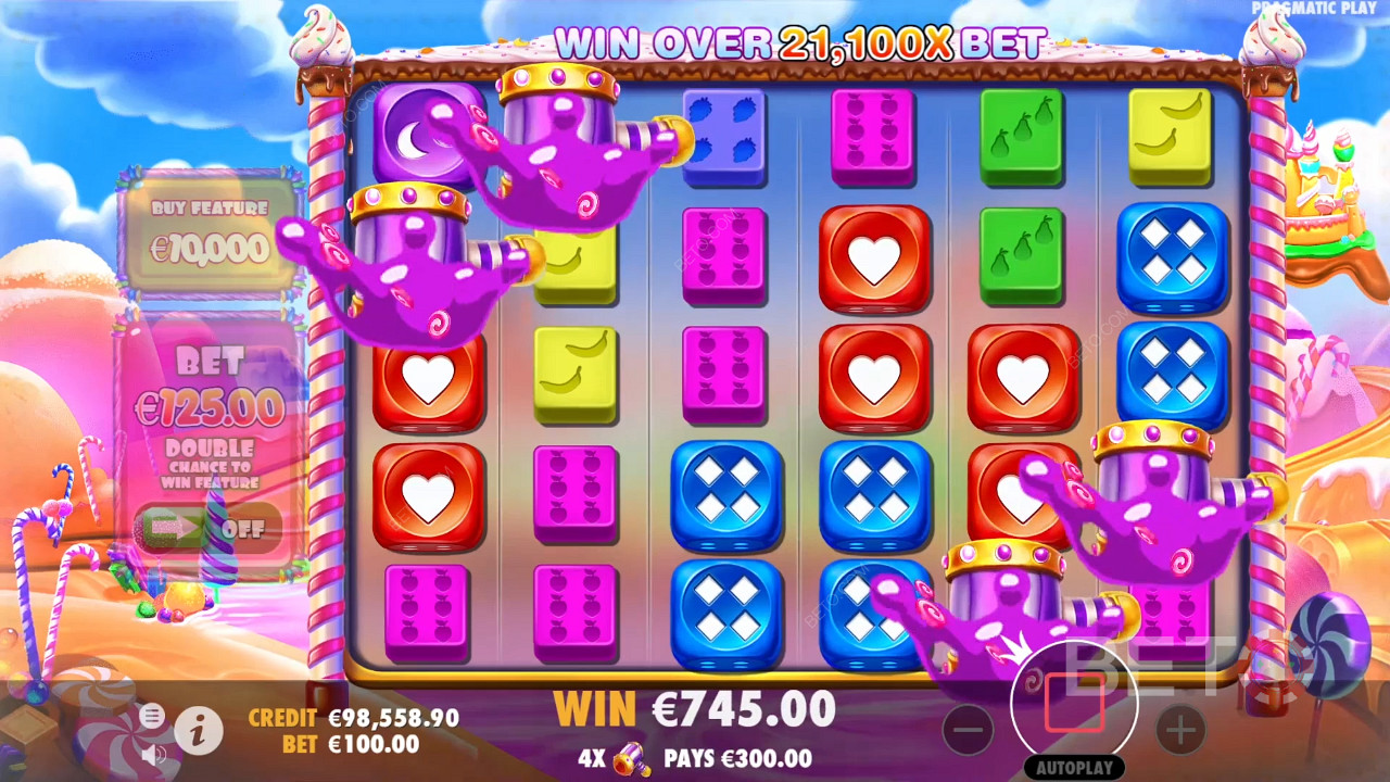 Vinci 21.100x la tua puntata nella slot machine Sweet Bonanza Dice!