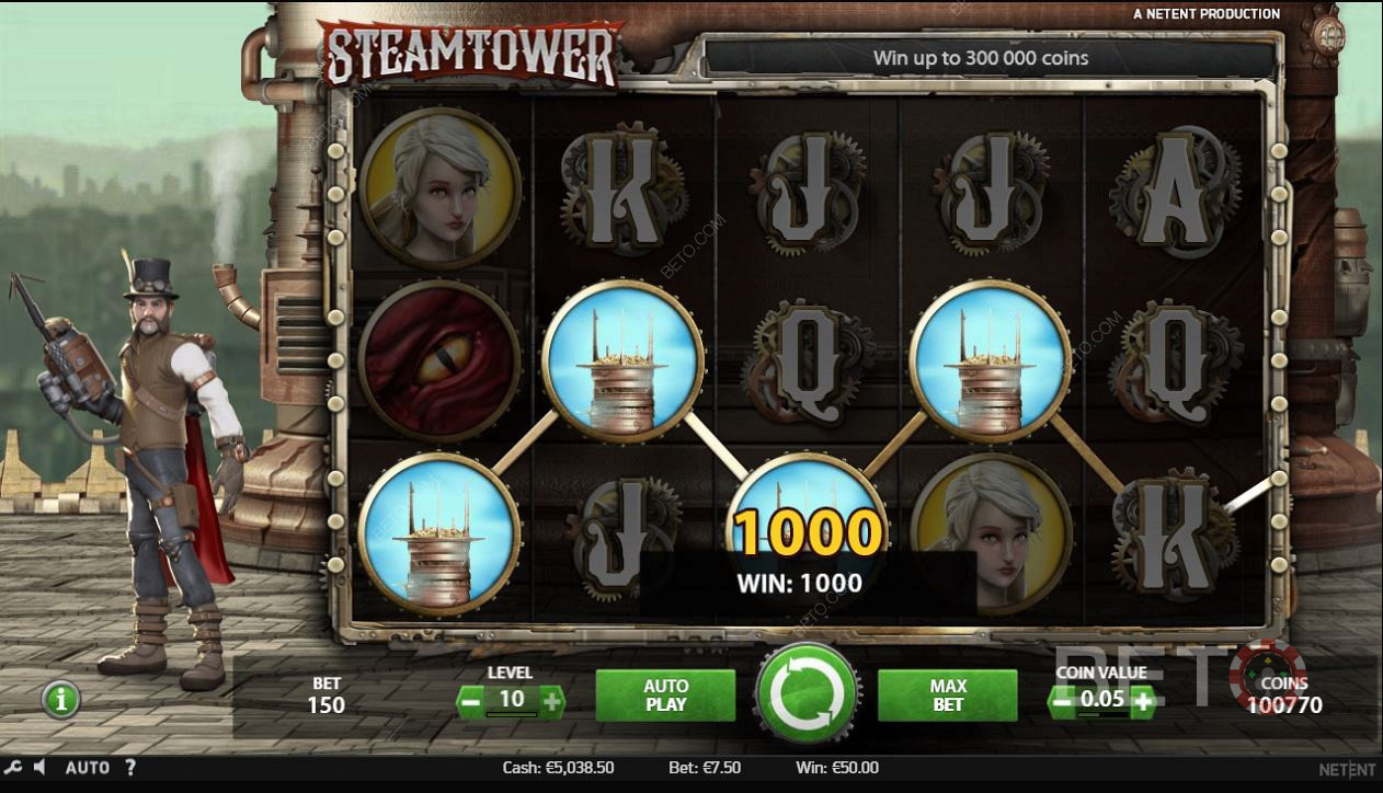 Simboli di abbinamento nel gioco di slot Steam Tower