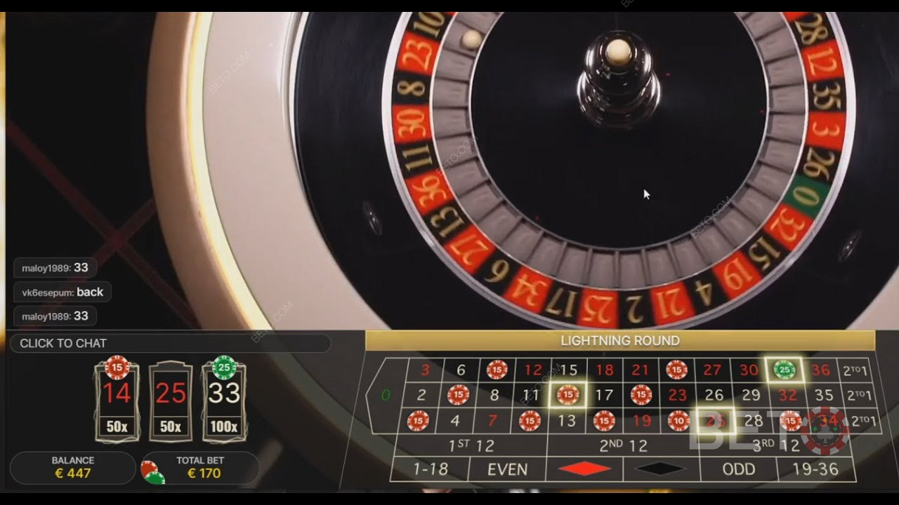 Piazzare scommesse multiple nella Lightning Roulette