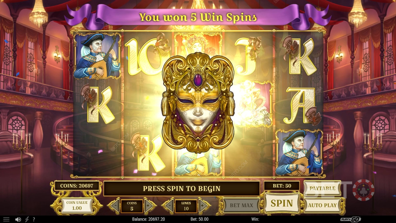 Vinci fino a 10.000 volte la tua puntata nella video slot Royal Masquerade!