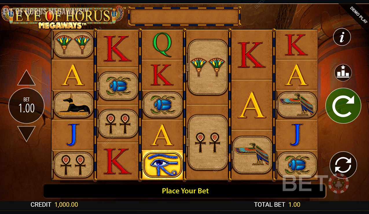 Ci sono un totale di 15.625 modi di vincere nella slot online Eye of Horus Megaways.