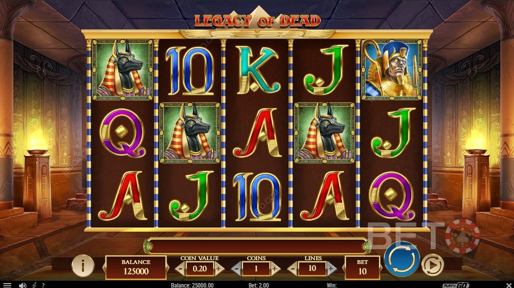 Interfaccia in stile antico egizio - Gioco della slot machine Legacy of Dead