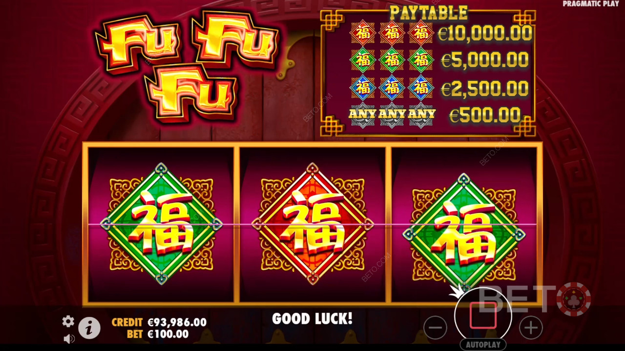 Vinci 100x la tua scommessa nella slot Fu Fu Fu!
