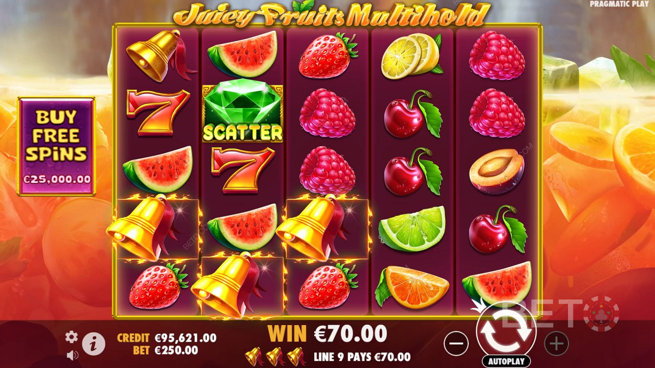Vinci 8.000x la tua puntata nella slot online Juicy Fruits Multihold!