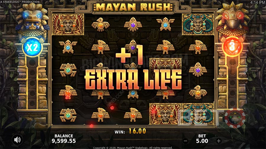 Le funzioni bonus di Mayan Rush includono giri gratuiti, un moltiplicatore e una funzione di gioco d