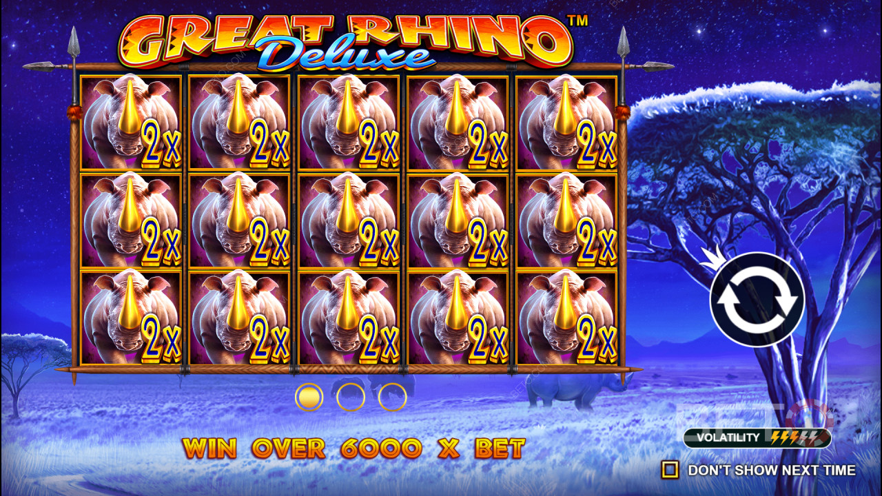 Vinci 6.242x la tua puntata nella slot Great Rhino Deluxe!