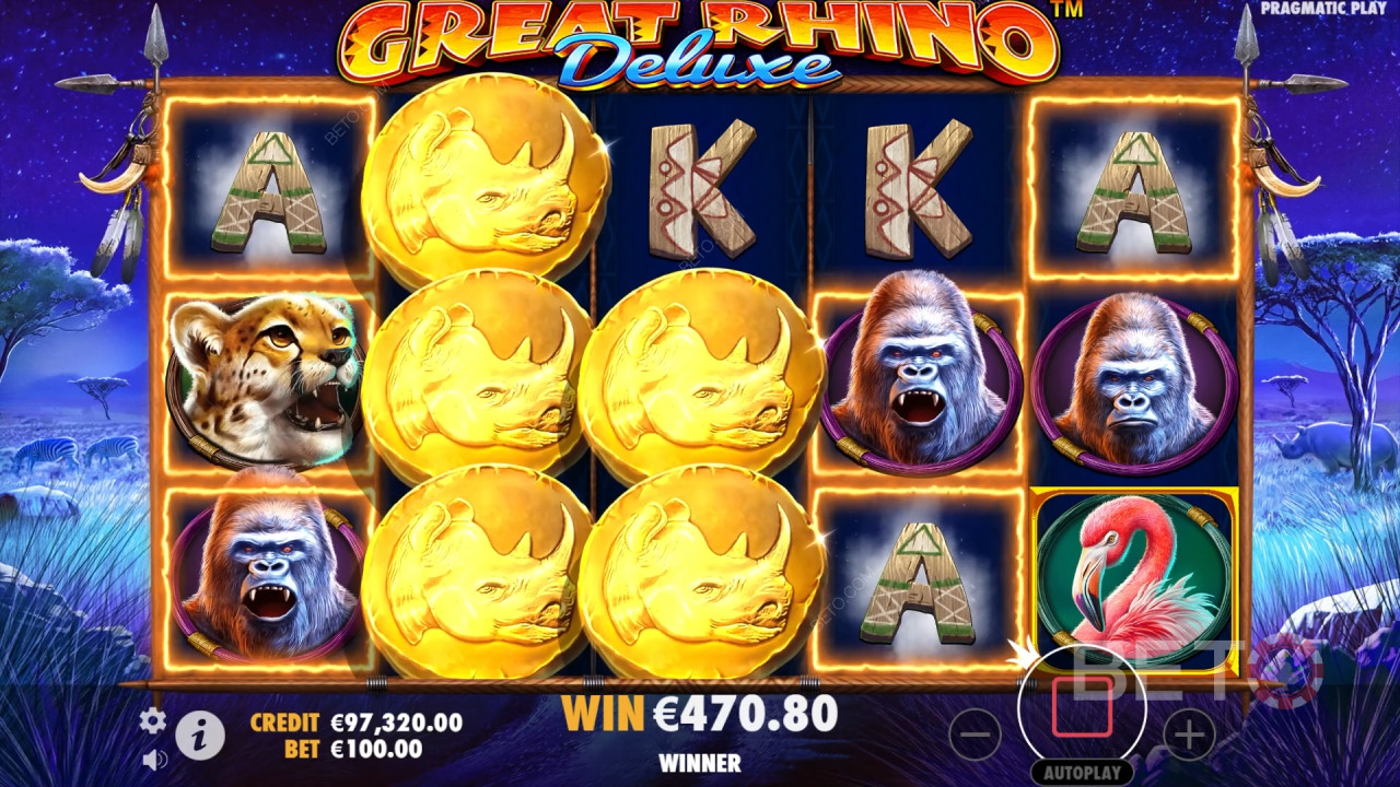 Le funzioni bonus spiegate in Great Rhino Deluxe da Pragmatic Play