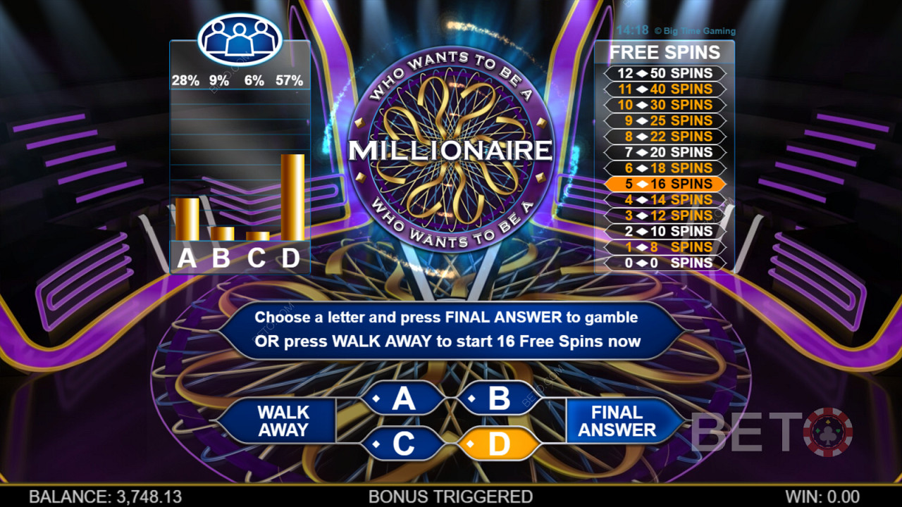 Who Wants To Be A Millionaire Megaways - Il tempo scorre, chiedi al pubblico o chiama un amico se vuoi essere il prossimo milionario!