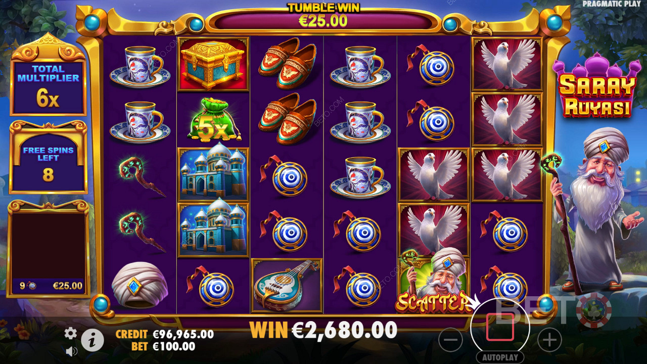 Vinci 5.000x la tua puntata nella slot online Saray Ruyasi!