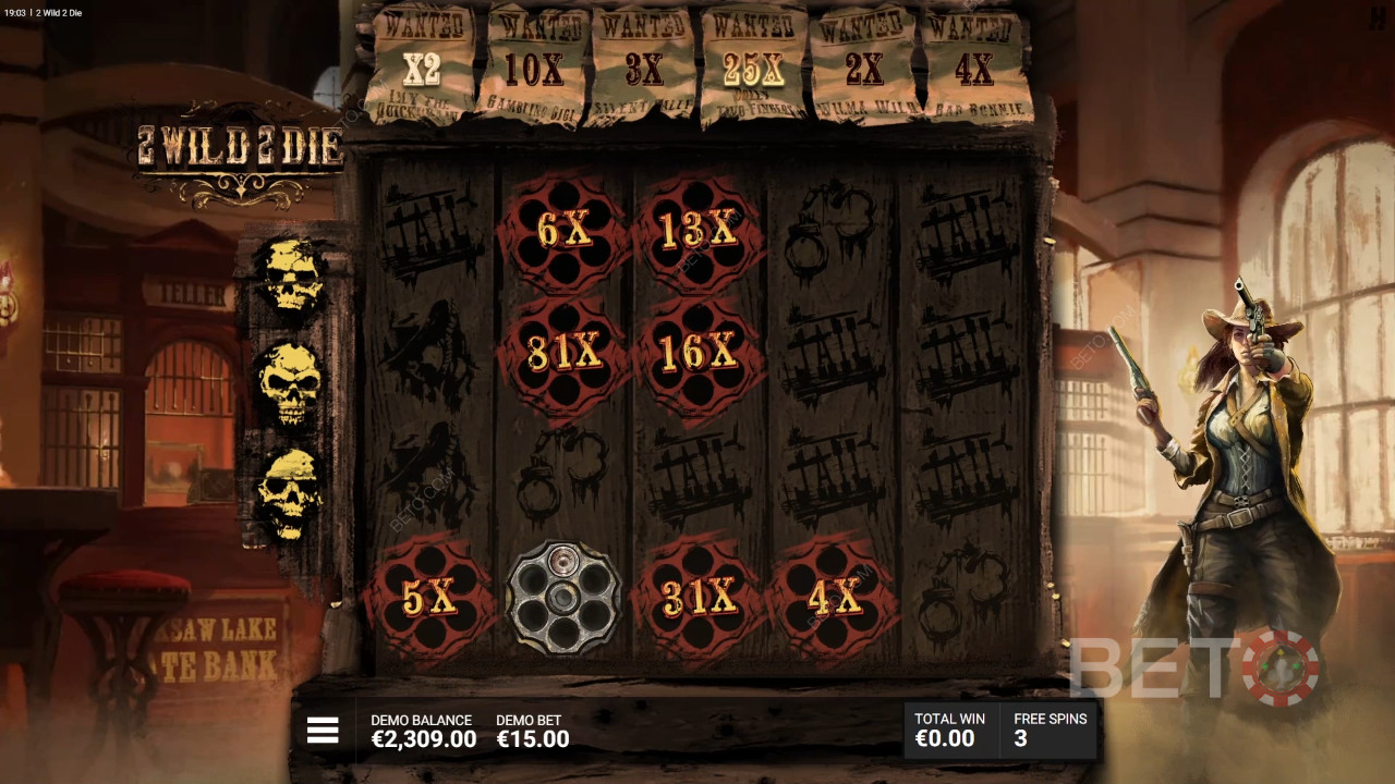 Le funzioni bonus spiegate in 2 Wild 2 Die di Hacksaw Gaming