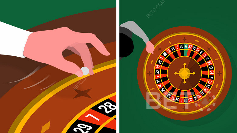 Il croupier fa girare la pallina nella direzione opposta a quella della ruota della roulette.