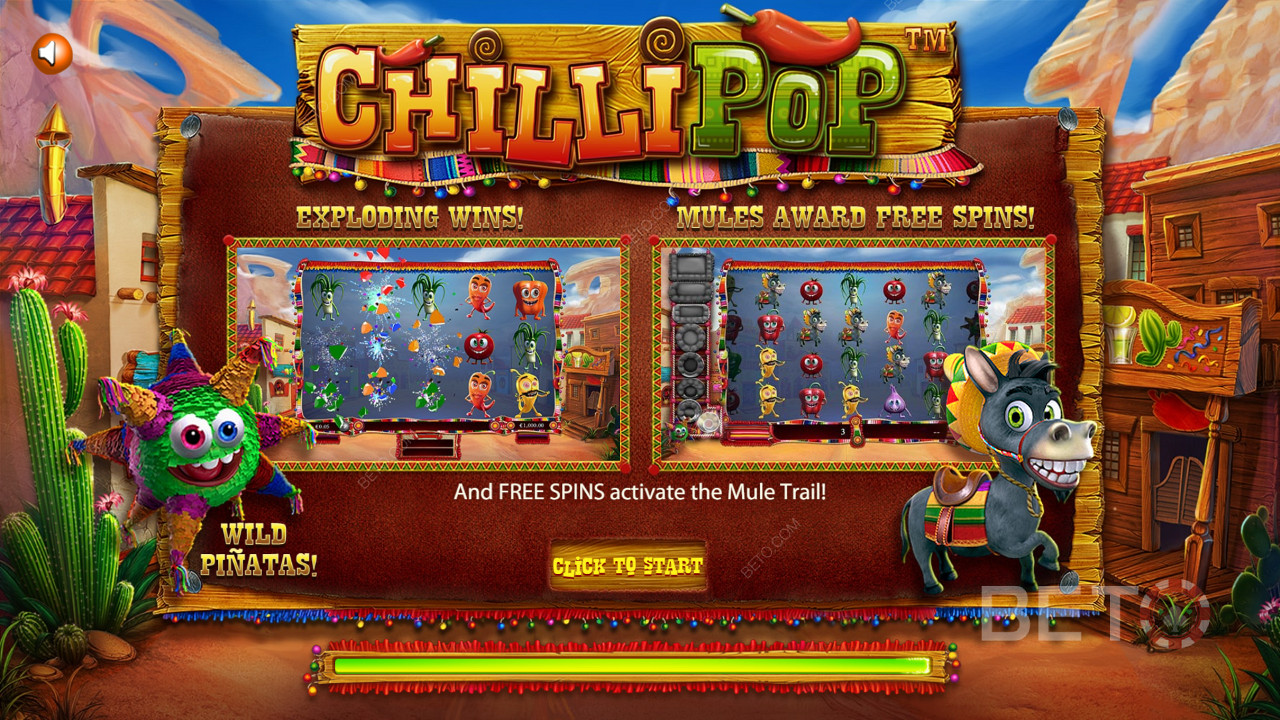 Schermata introduttiva del gioco a tema messicano ChilliPop slot