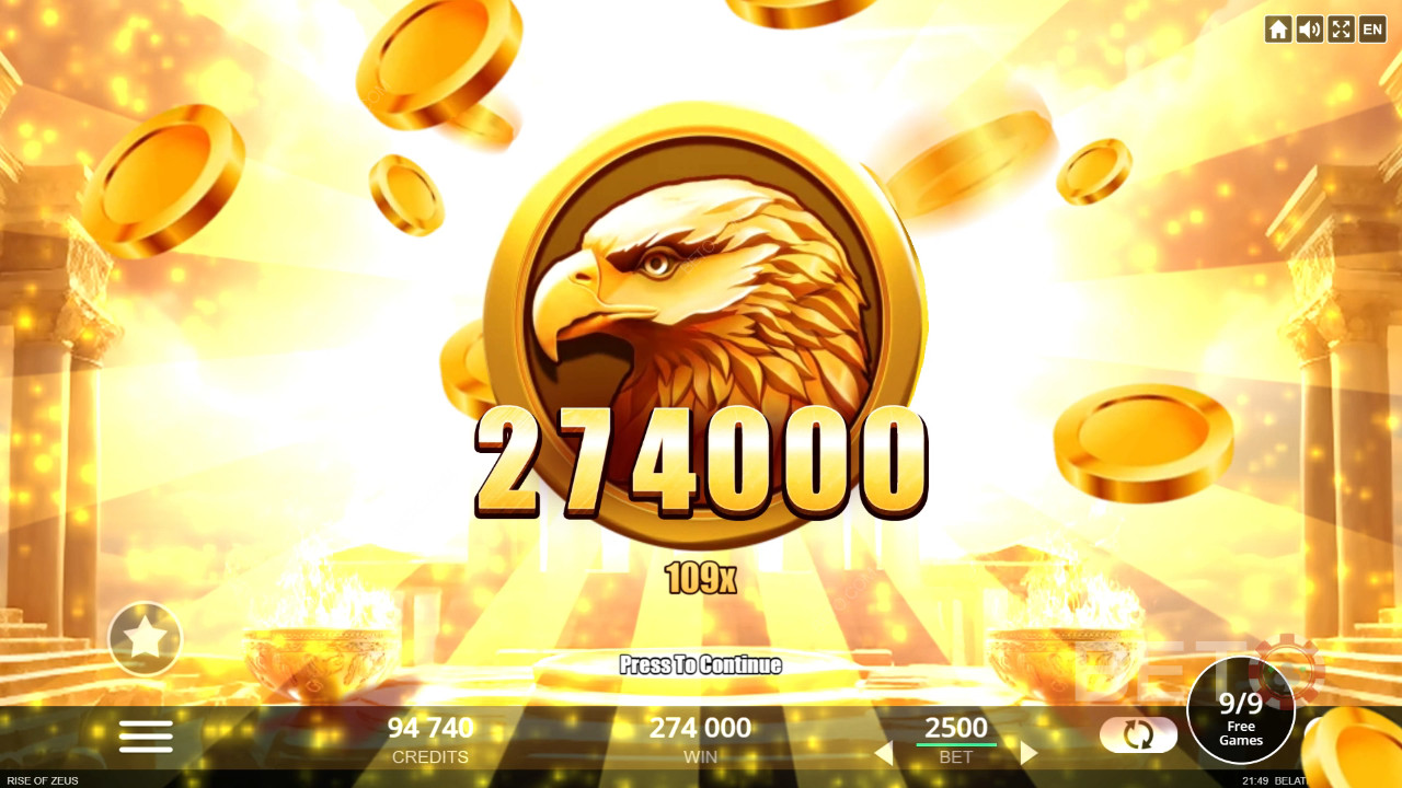 Vinci 10.000x la tua puntata nella slot online Rise of Zeus!