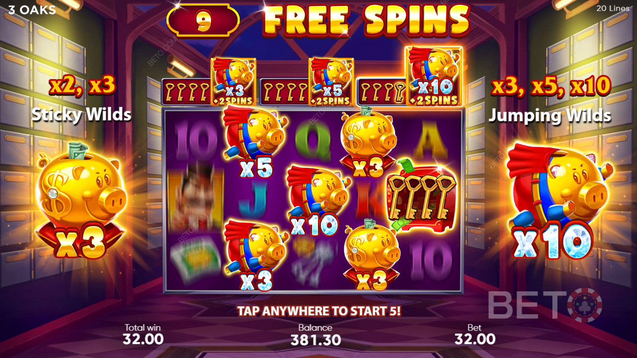 Caratteristiche bonus spiegate in Super Sticky Piggy di 3 Oaks Gaming