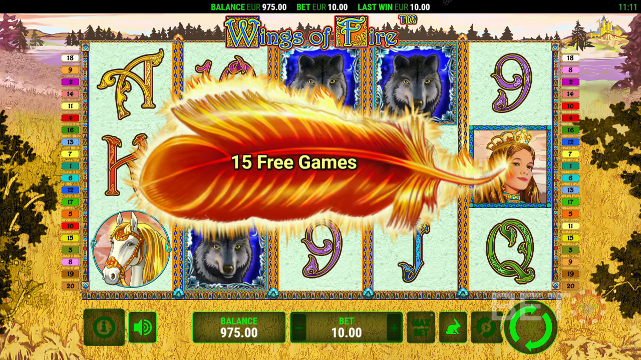 Le caratteristiche dei bonus spiegate in Wings of Fire da Greentube
