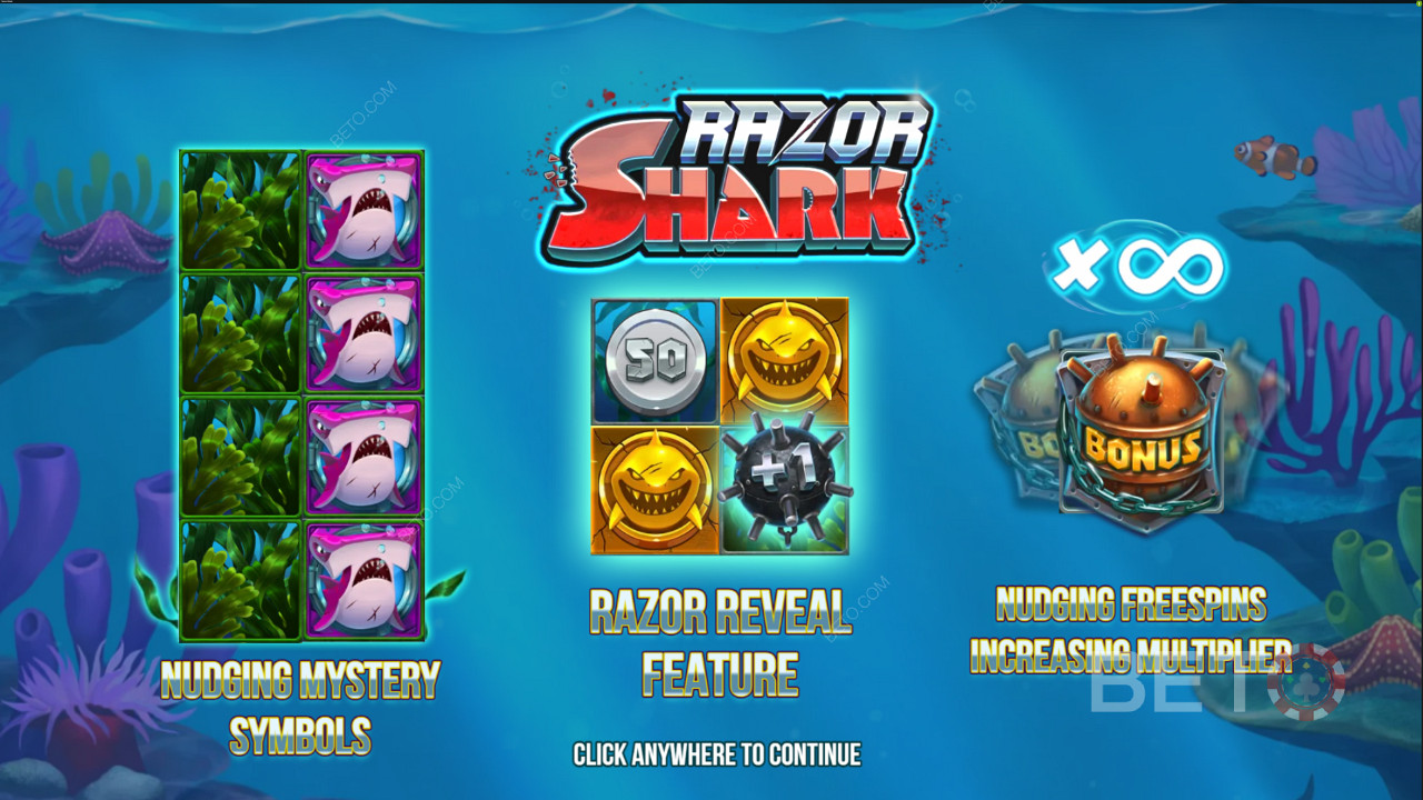 Schermata di apertura della slot online Razor Shark