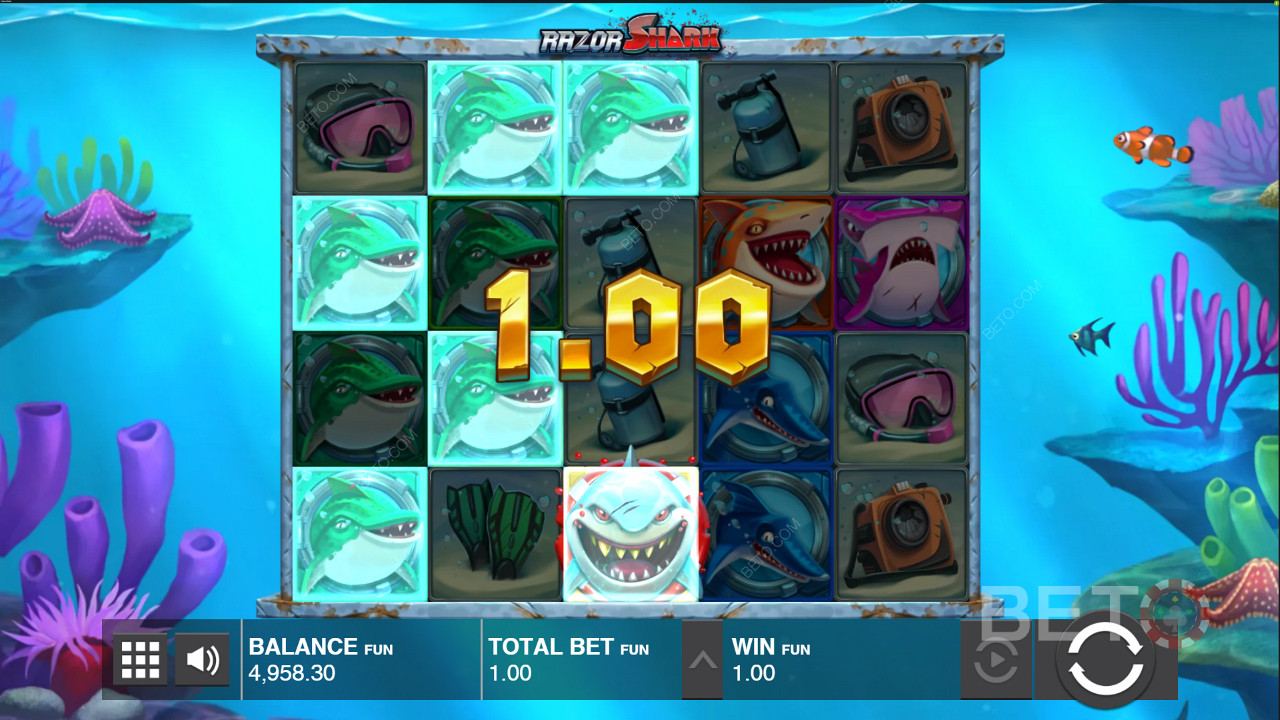 Usa il simbolo Wild per creare vincite nella slot Razor Shark