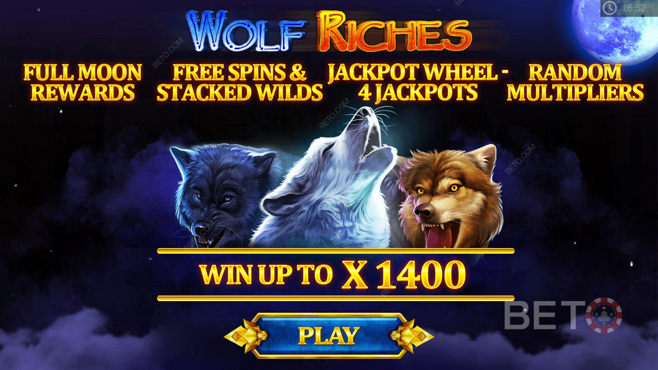 Giri gratis, moltiplicatori, jackpot e Stacked Wilds nella slot Wolf Riches