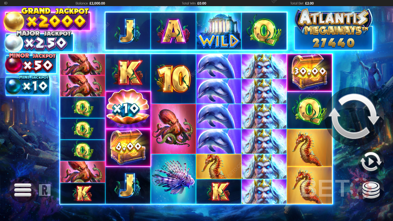 Divertiti con un gioco colorato e con potenti funzioni nella slot machine Atlantis Megaways